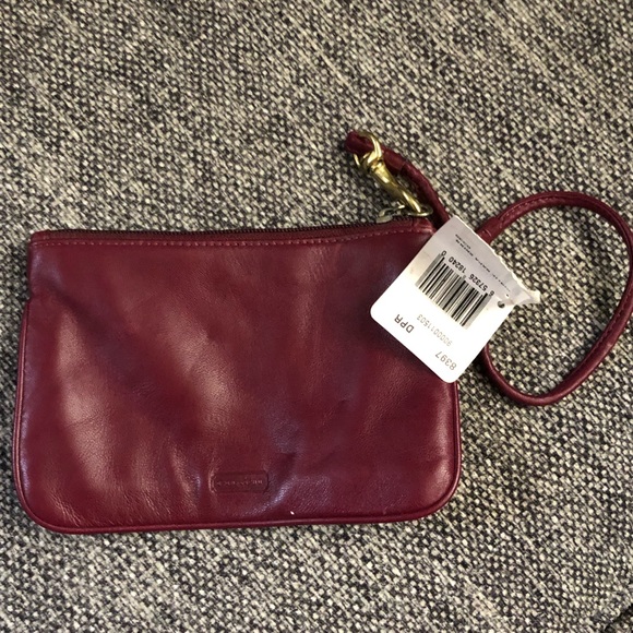 Coach Burgundy Corner Zip Girlie Nappa Wristlet